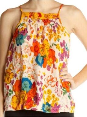 By Anthropology Cream Floral Women’s  Sleeveless Spaghetti Straps TankTop Size M